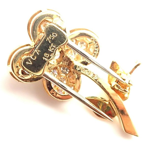 Rare! Authentic Van Cleef & Arpels Diamond 18k Yellow Gold Flower Pin Brooch - Picture 5 of 9